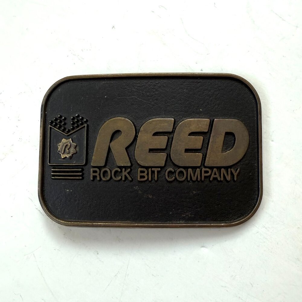 Vintage Metal Belt Buckle Reed Rock Bit Company Oil Gas Industry